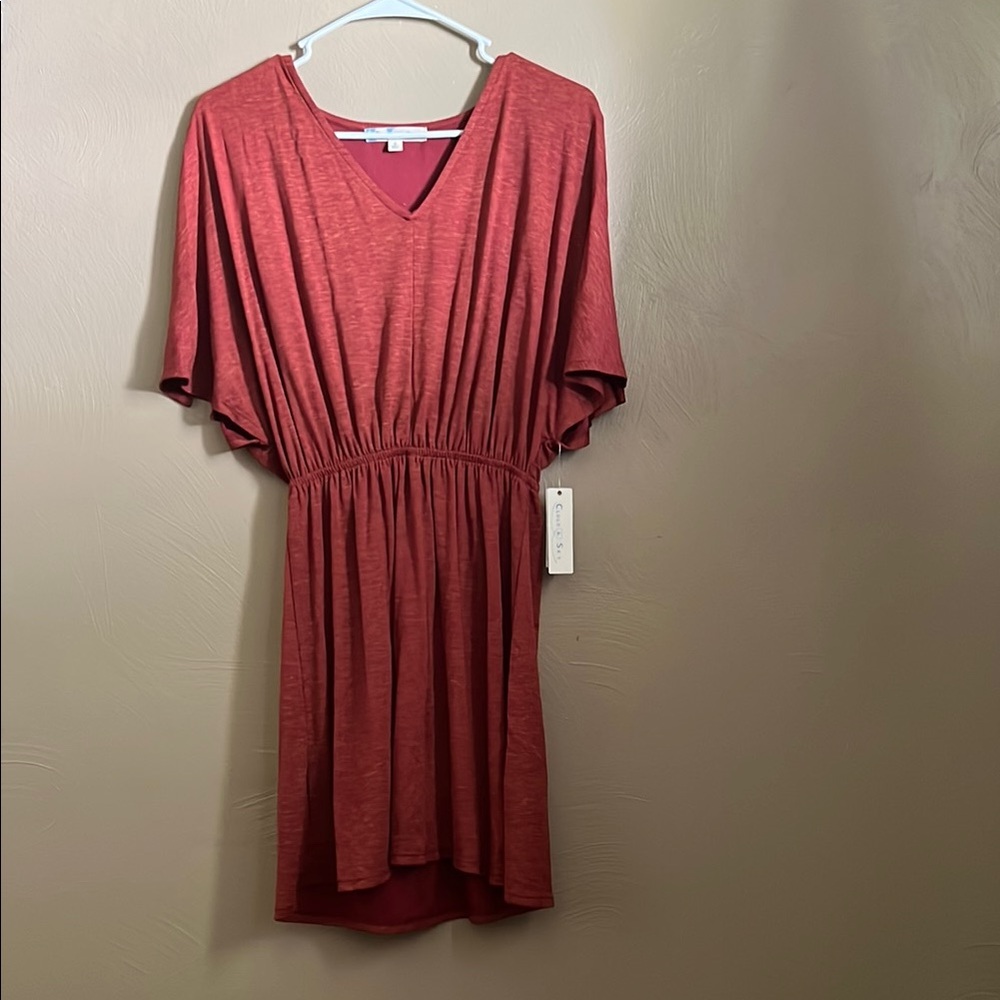 Elegant Red V-Neck Dress